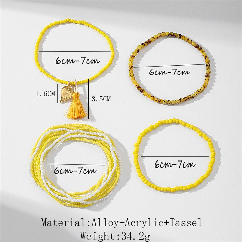Handwoven tassel anklet for women