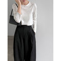 Diagonal Placket Patchwork Pleated Wide Leg Pants for Women...