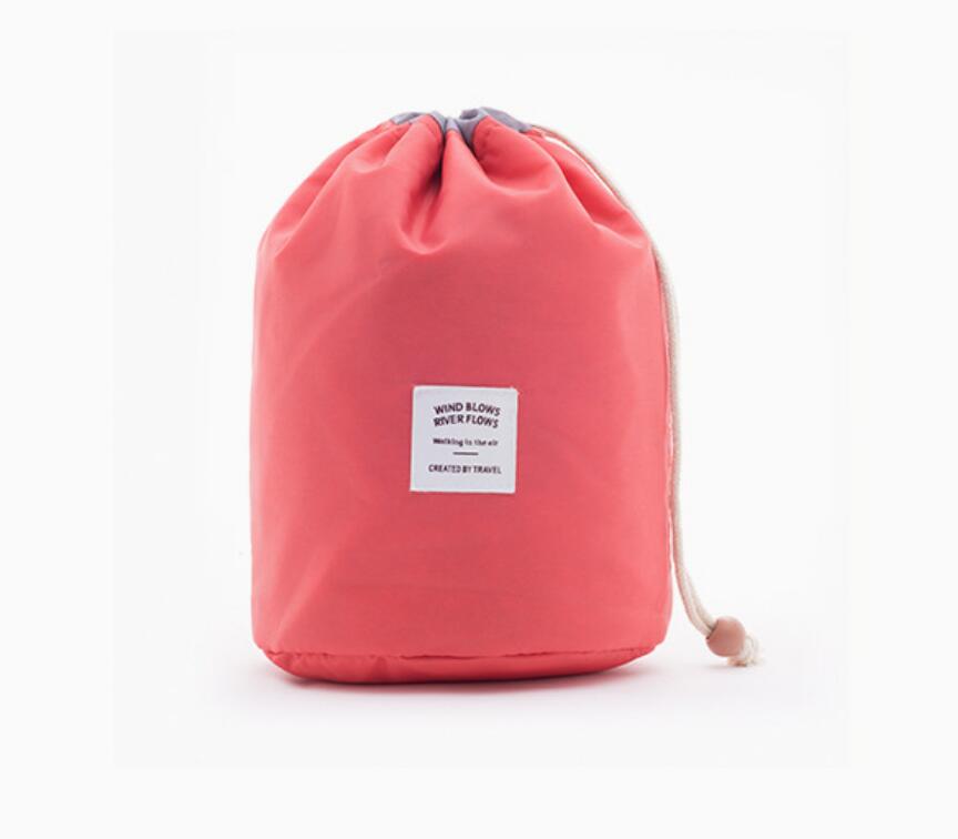 Large Capacity Nylon Lazy Drawstring Storage Bag Toiletry Cylinder Wash Bag Travel Organizer