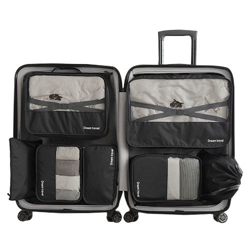 Waterproof Travel Tote System Durable 7 Pieces One Set Packing Cube Unisex Clothing Sorting Large Capacity Of Tidy Pouch