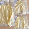 Soft Yellow Round Neck Long Sleeve Light Blue Knit...