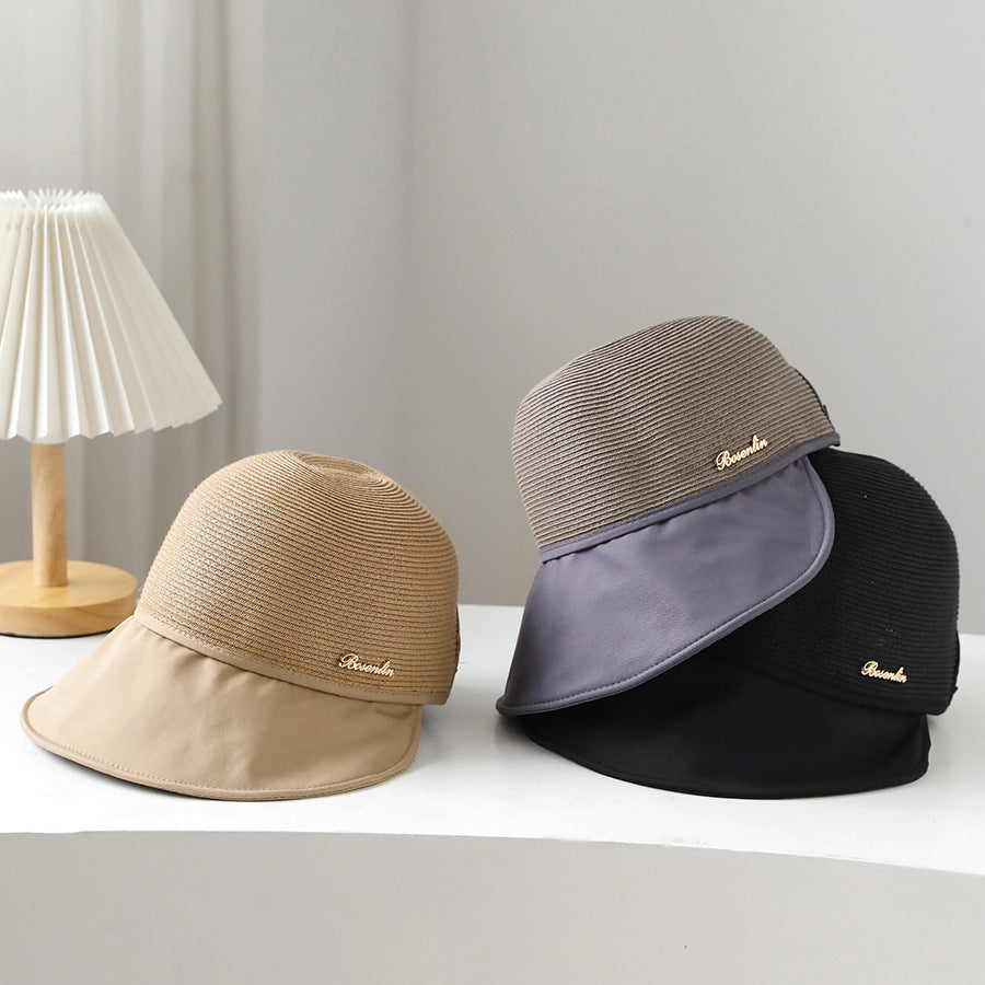 Straw Hat Women's Summer Outdoor Leisure Stitching Sun Hat Japanese Encryption Fine Grass Peaked Sun Hat Sun Hat