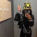 Bean hat contrasting candy colored woolen hat knitted hat...