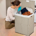 Laundry Hamper With Lid PE Rattan Powder Coating Frame...