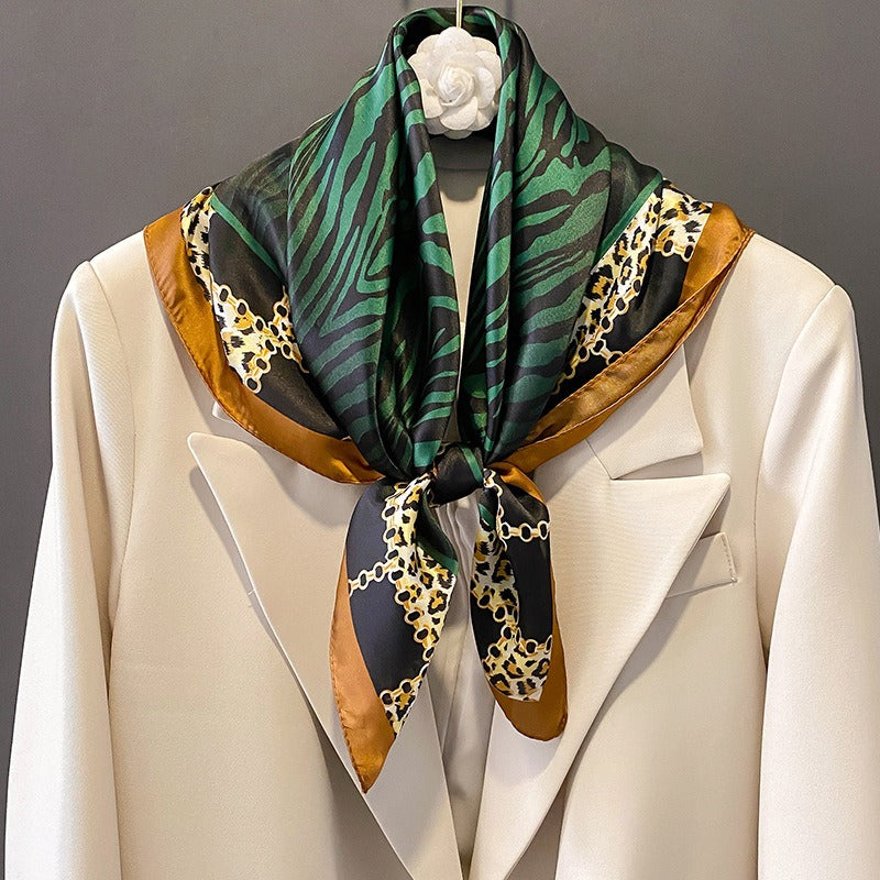 Small Square Scarf Women's Scarf Warm Scarf Leopard Pattern Fashion Scarf Warm and Cold Scarf