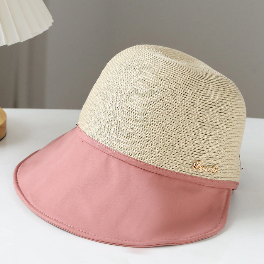 Straw Hat Women's Summer Outdoor Leisure Stitching Sun Hat Japanese Encryption Fine Grass Peaked Sun Hat Sun Hat