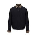 college-style patchwork collar cable-knit pullover sweater for men