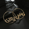 Bohemian Geometric Round Earring GIRL GANG LEtter Carving Pendant...