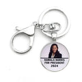 Kamala Harris Keychain With Clasp Classic Round Glass Pendant...