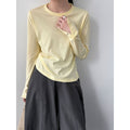 Simple and Versatile Regular Shoulder Double-Layer Rolled Cuff Round...