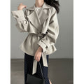 British Style Belted Waist Flip Collar Trench Coat for...