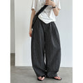 Retro Color-Blocked Checkered Balloon Pants for Women