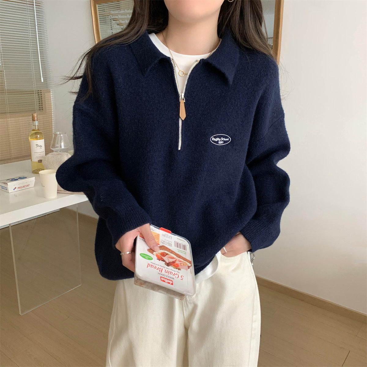 POLO Half Zipper Sweater for Women