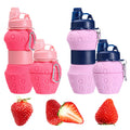 Fruit Folding Water Bottle Silicone Pineapple Strawberry Water Cup...