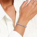 Romantic Trimmed Heart Shape 3A Zirconia Love Bracelet Copper...