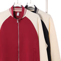 Stand up collar contrasting zipper jacket