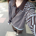 Collar striped sweater for women in autumn and winter