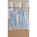 Soft Yellow Round Neck Long Sleeve Light Blue Knit...