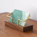 Walnut Brass Business Card Holder Wooden Business Card Holder...