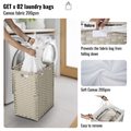 Laundry Hamper With Lid PE Rattan Powder Coating Frame...