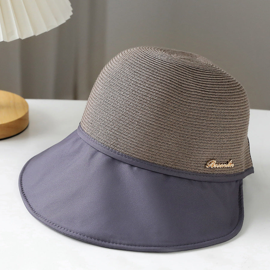 Straw Hat Women's Summer Outdoor Leisure Stitching Sun Hat Japanese Encryption Fine Grass Peaked Sun Hat Sun Hat