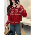 Fair Isle Vintage Jacquard Knit Cardigan Polo Neck Zipper...
