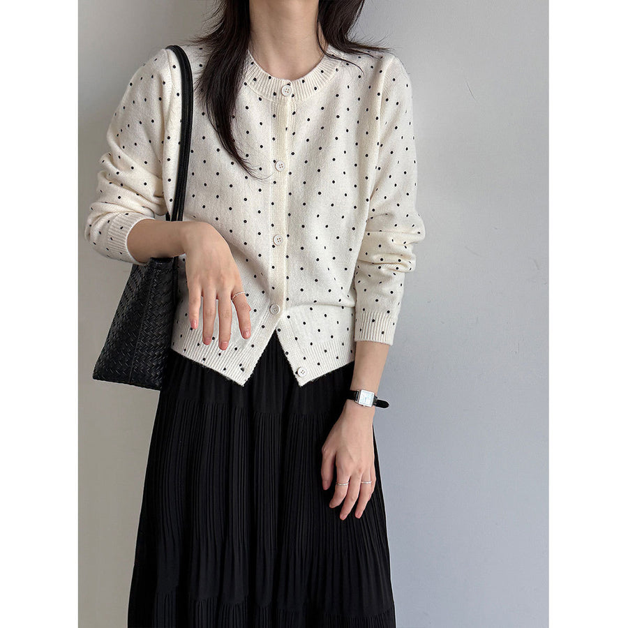 Lace West  Polka Dot Knit Cardigan for Women