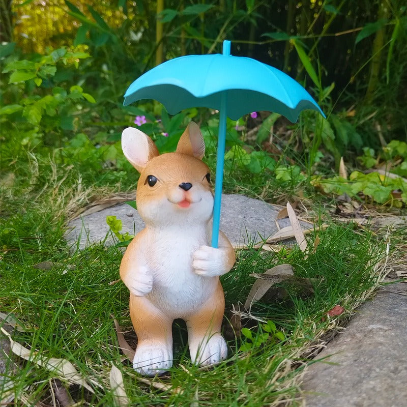 Garden bunny umbrella animal ornament