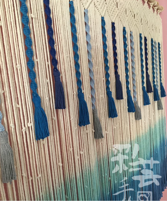 Hand-woven curtain tapestry door curtain partition tassel curtain dyeing shading curtain decoration