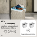 Laundry Hamper With Lid PE Rattan Powder Coating Frame...