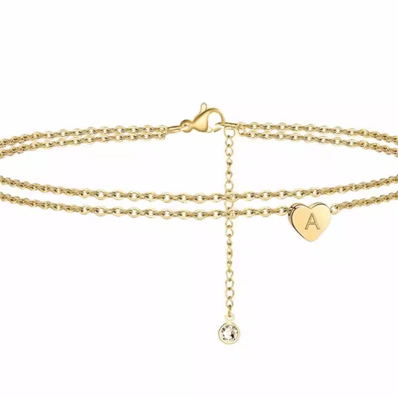 26 letters fashionable women's heart shaped anklet anklet