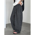 Retro Color-Blocked Checkered Balloon Pants for Women