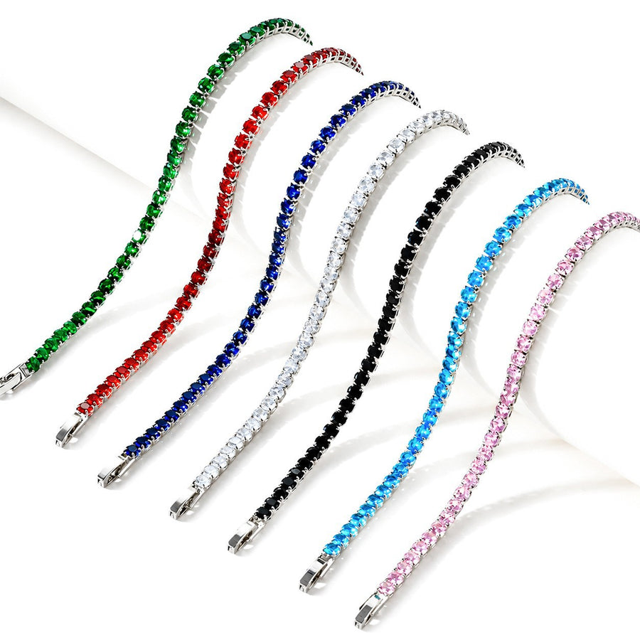 Hip Hop Tennis Zircon Chain Bracelet for Men and Women