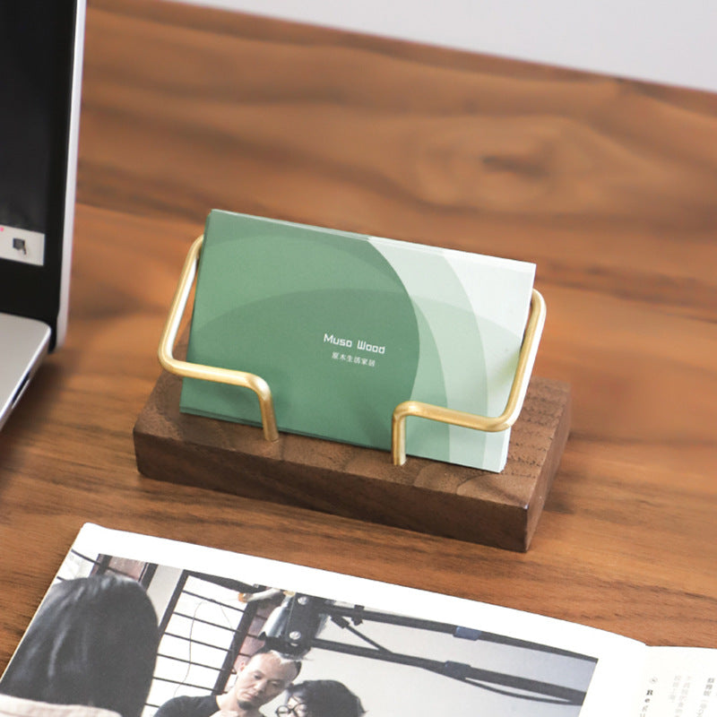 Wooden Brass Card Holder Metal Card Holder