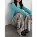 Simple and Versatile Regular Shoulder Double-Layer Rolled Cuff Round...