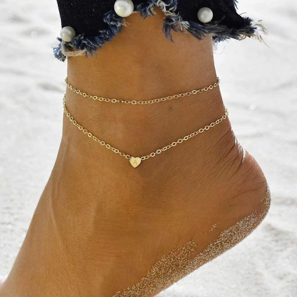 26 letters fashionable women's heart shaped anklet anklet