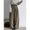 Diagonal Placket Patchwork Pleated Wide Leg Pants for Women...