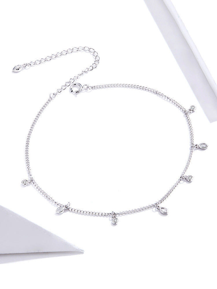 Tassel anklet pure silver S925 girls' jewelry anklet