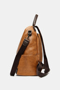 Cognac Faux Leather Backpack