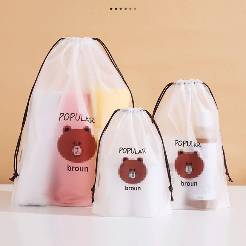 Drawstring Pocket Travel Packing Shoes Storage Drawstring Face Towel Bag Plastic PE Scrub Cute Packaging Bag