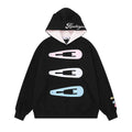 Colorful hair clip hoodie