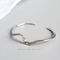 Sterling silver bracelet minimalist wave bracelet Mobius open bracelet...