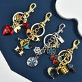 Metal keychain cute fruit set with diamonds apple keyring...