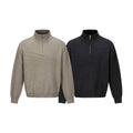 Distressed Jacquard Knit Loose Half-Zip High Neck Sweater Men