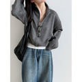 Deer West Stand Collar Zipper Drawstring Knit Sweater Women's...