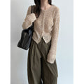 Deer West Circle Knit Wool Cardigan for Women Autumn...