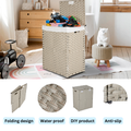 Laundry Hamper With Lid PE Rattan Powder Coating Frame...