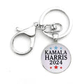 Kamala Harris Keychain With Clasp Classic Round Glass Pendant...