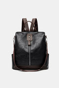 Cognac Faux Leather Backpack