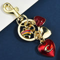 Metal keychain cute fruit set with diamonds apple keyring...
